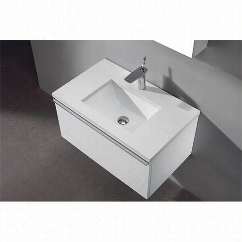 Madeli B991-30-002-gw-qsa1812-30-130-wh Venasca 30"" Wall Hung Vanity In Glossy Pure With White Quartzstone Top And Faucet 3 Holes No Ba Cksplah
