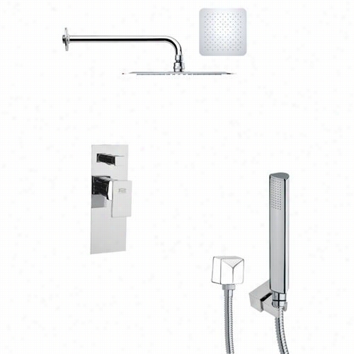 Remer By Nameek's Sfh6119 Orsino 15-5/9""; Square Shoeer Faucet In Chrom Ewith Hand Shower And -1/9""h Divertter