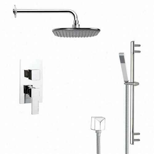 Remer By Nameek's Sfr7035 Rendino Modern Square Rain  Shower Faucet Set In Chrome With 4-2/7""w Dicerterr