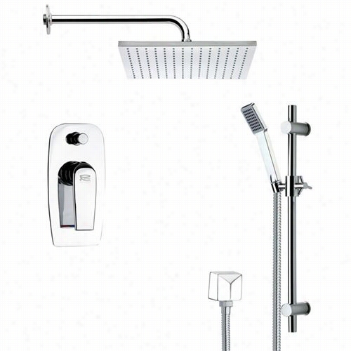 Remer By Nameek's Sfr7100 Rendino Contempoorary Ssquare Shower Faucet Set In Chrome With 3-1/3" ;"w Shoewr Slidebar