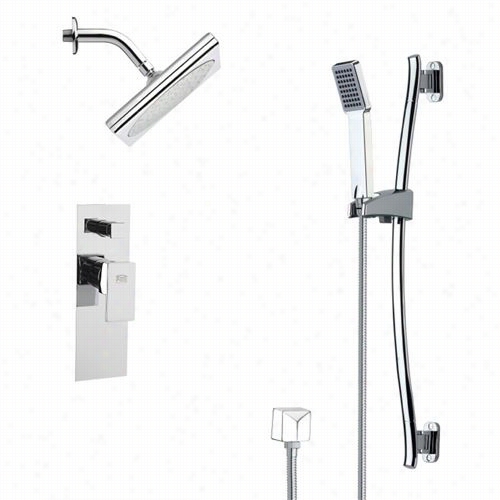 Remer By Namee's Sfr7194 Rendino Chrome Square Shower Faucet Set In Chrome With 2-1/3"" Whandheld Showwer