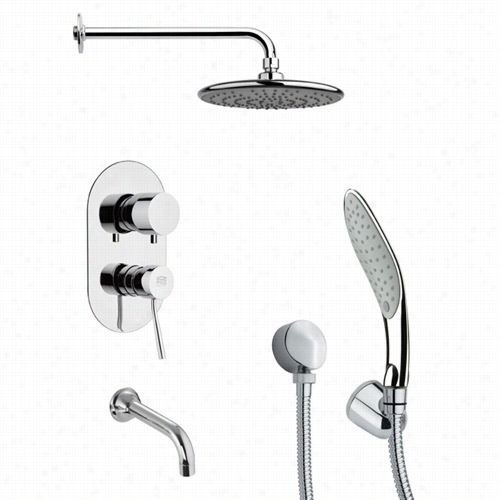 Remer By Nameek's Tsh4157 Tyga Sleek Shower System In Chrome By The Side Of 8-1/3""w Tub Spout