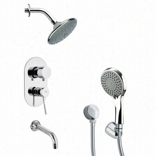 Remer By Nameek's Tsh4192 Tyga Sleek Modern Tub And Shower Faucet Set In Chrome Withh And Shower