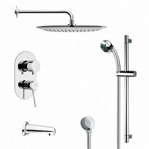 Remer By Nameek's Tsr9045 Galiano Square Shower System In Chrome With 27-1/6""h Shower Slidebar