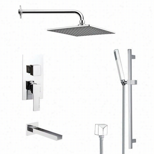 Remer B Y Nameek's Tsr9110 Galiano Tub  And Rain Shower Faucet  Set In Chrome Wiht 9";"h Handheld Shower