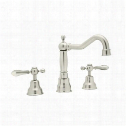 Rohl Ac107l-pn Cisl 3 Hole Widespread Lavatory Faucet In Polished Nickel With Classic Metal Lever