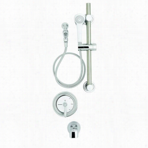 Spea Kman Sm-4090-ada Sentinel Mark Ii Single Handle Pressur E Balanced Tub And Sjower Set With Tub Spout, Personal Hand Shower And 24&uqot;" Slide/grab Bar