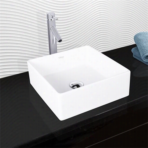Vibo Vgt1000 Bavaro Composite Vessel Sink A Nd Dior Bathroom Vessel Faucet In Matte Wh1te/chrome