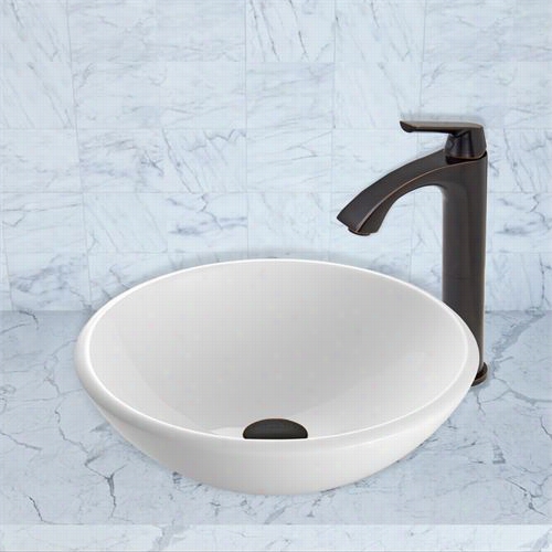 Vigo Vgt430 White Phoenix Stone Tube Sink Adn Linus Faucst Set In Antique Rubbed Bronze