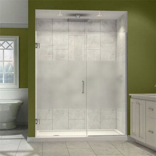 Dreamline Shdr-244257210-hfr U Nidoor Lpus 42-1/2"" To 43"&qjot;w X 72""h Hinged Shower Door With Half Frosetd Glass Door