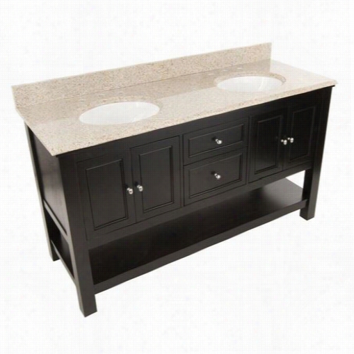 Foremost Gaea6022dbt2 Gazette  61"" Vanity In Espresso With Beigeg Ranite Top And Double Bowl - V Anity Top Included
