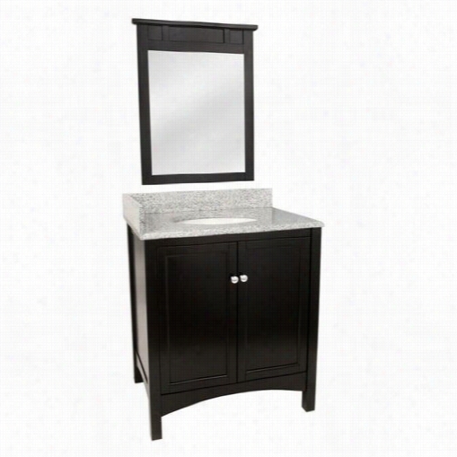 Foremost Trea3022combo1 Haven 31"" Vannity In Espresso With Rushmore Grey Granite Top And Mrior - Vanity Top Inncluded