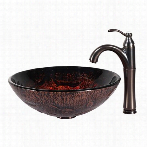 Kraus C-gv-710-12mm-1005orb Lava Glass Vvessel Sink And Riviera Faucet In Oil Rubbed Bronze