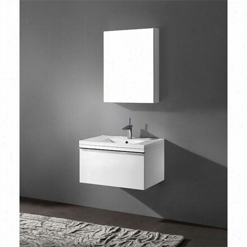 Madeeli B991-30-002-gw-xtu1815-30-110-wh Venasca 30"" Wall Hung Vanityi N Smooth And Shining White With Solid Superficies Xstone Top, Single Faucet Hole And Overflow Basin