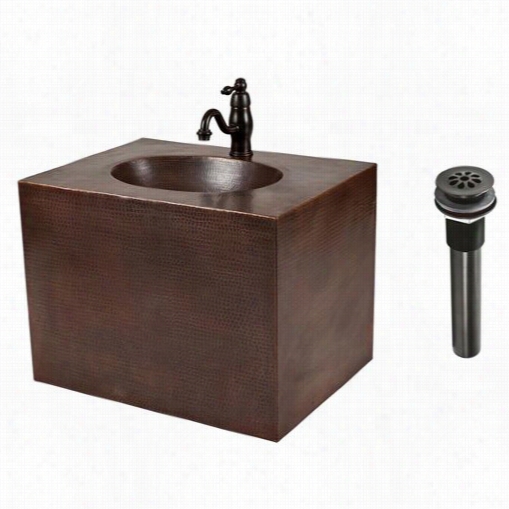 Premier Copper Bsp3-vadb 24181 24"" Hand Hammered Copper Wall Moubt Vanit Yand Faucet Package/combo