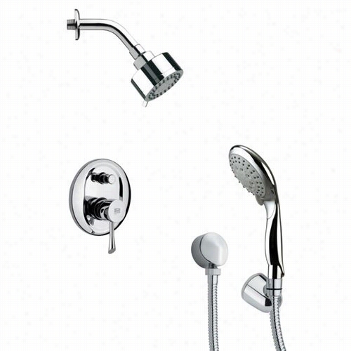 Remer By Nameek's Sfh6170 Osinno 3-1/3"" Round Contemporary Shower System In Chrome With 6-1/9""h Diverter