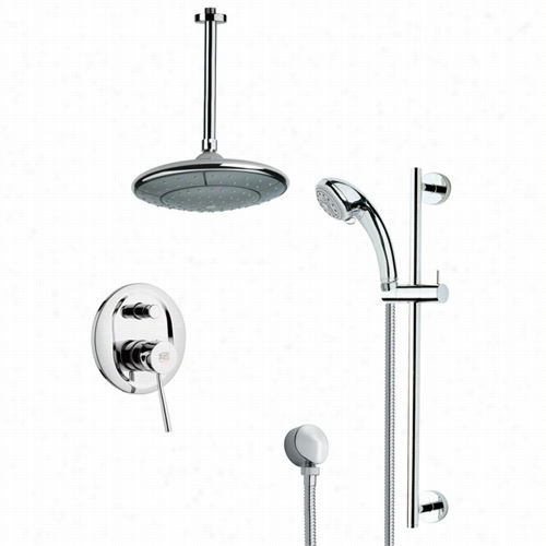 Remer By Nameek's Sffr7005 Rendino Sleek Round Ain Shower Faucet Set In Chrome With 6-1/9""w Diverter