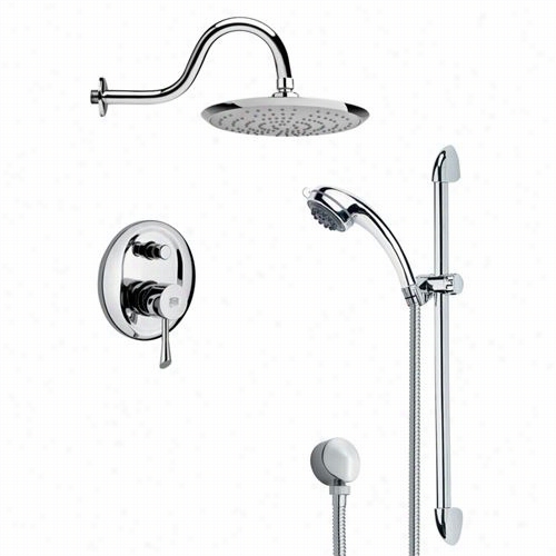 Remer By Nameek's Sfr7076 Rendino Sleek Rain Shower Faucet Set In Chrome With 4-2/7""w Diverter