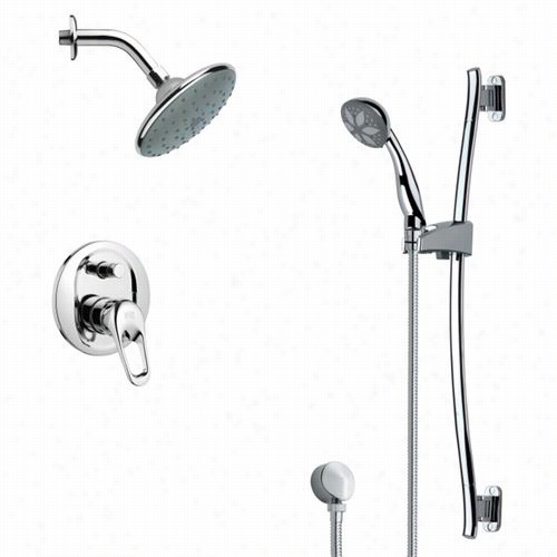 Remer By Nameek's Sfr7190 Rendino Sleek Rain Suower Faucet In Chrome With Hand Shower And 6-1/9"quott;w Diverter