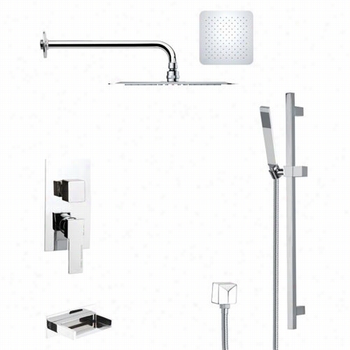 Remer By Nameek's Tsr9117 Galiano Tub And Rain Hsower Faucet In Chrome With Slide Rail And 2-/4""w Handheld Shower
