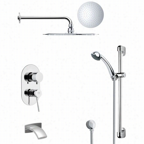 Remer By Nameek's Tsr9121 Galiano Tub And Rain Shower Facet In Chrome With Hnad Showerr And 2-3/4"&quo;w Handheld Shower