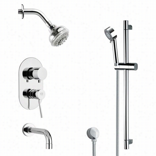 Remer By Nameeks' Tsr9199 Galiano Recent Roundd Shower Sytsem In Chrome With 8-1/3"&quuot;w Tub Spuot