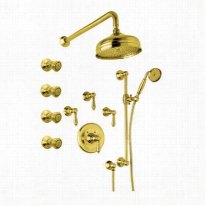 Rohl Akit36lh-ib Country Bath Thermostattic  Shower System  In Inca Brass With Hex Metal Lever Handle