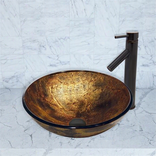 Vigo Vgt378 Small Change Shapes Glass Vessel Sink And Dior Faucet Set In Antique Rubbed Bronze