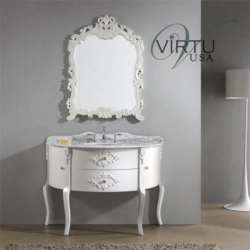 Virtu Usa Gs6-048-wm-wh Abigail 48"" Single Sink Bathroom Vanity In White With It Alian Carrara Hite Marble - Vanity Top Included