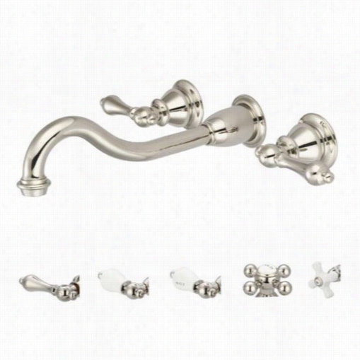Water Creation F4-0001-05 Elegant Spout Wall Mount Vessel/lavatory Faucet In Polished Nickel
