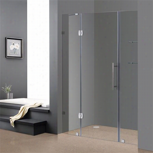 Aston Sdr983 60"" X 75"&auo;t Completely Frameless Hinge Shower Doro With Glass Shelves