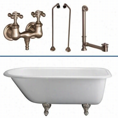 Barlcay Tkctr67-sn2 67"" Cast Iron Tub Kit In Brushed Nickel With Old Style Spigot Tub Filler