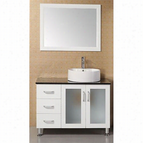 Design Element Dec065b-w Malibu 39"" Single Sinkm Odern Bathroom Vanityset In Pearl Wh Te - Vanity Top Included