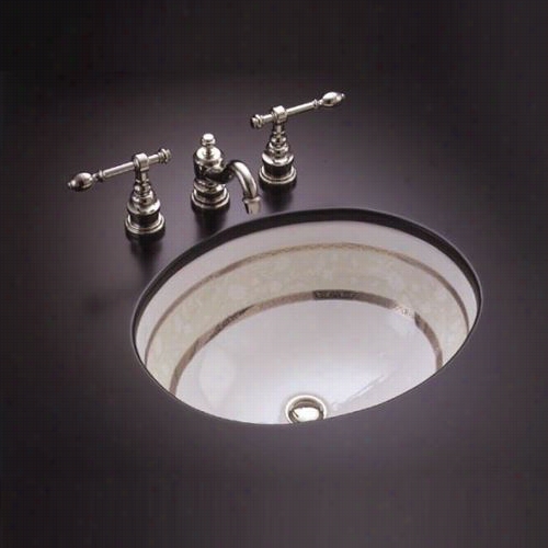 Kohler K-14218-fp Flight Of Fancy Plaitnum Design On Caxton Vitreous Cbina 17"& Quot; X 14"" Undermouunt Oval Bathroom Sink With Clamp Assembly