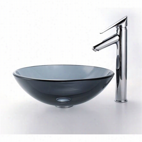 Kraus C-gv-104-12mm-1800chcler Black Glass V Essel Sink Anc Decus Bathroom Faucet Chrome