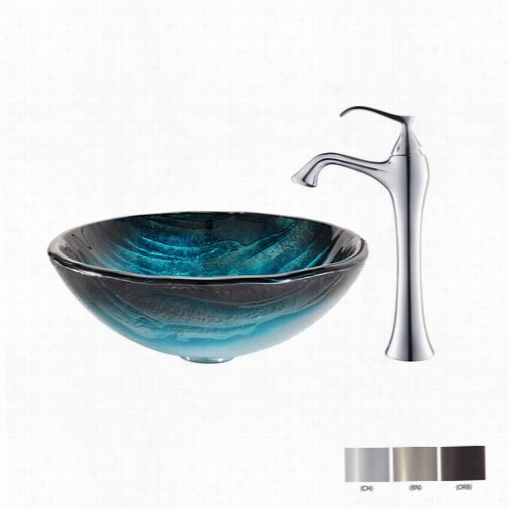 Kraus C-gv-399-19mm-15000 Ldon Glass Vesse L Sink And Ventus Faufet