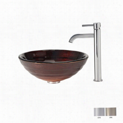 Kraus C-gv6-93-19mm-1007 Iris Glass Vesel Bathroom Sink With Ramus Faucet