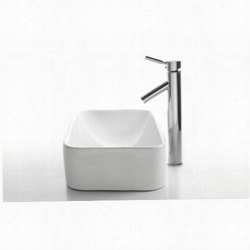 Kraus C-kcv-122-1002ch White Rectangular Ceramic Sink And Sheven Faucet In Chrome