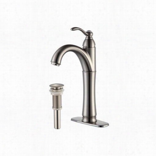 Kraus Fvs-1005-pu-10sn Riviera Single Lever Handle Vessel Faucet With Matching Pop Up Drain Ni  Satin Nickel