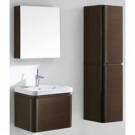 Madeli B930-24-002-wa-xte8120-24-110 --wh Euro 24"" Vanity In Walnut With Xstone Glossy White Single Faucet Hole Solid Surface Top