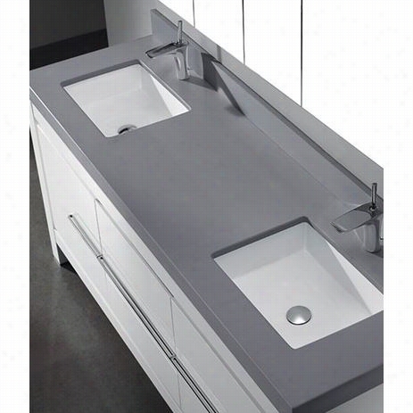 Madeli B999-72-001-ag-qsv2230-72-210-sg Vicenza 72"&qut; Double Basin Bottom Vanity In Ash Grey With Quartzstone  Soft Grey Backsplash Sibgle Hole Top