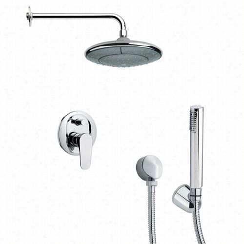 Remer By Nameek's Sfh6032 Orsino 4-5/7"" Round Shower Fauce T In Chrome With Handheld Shower Adn 2-1/8"";w Wall Outlet