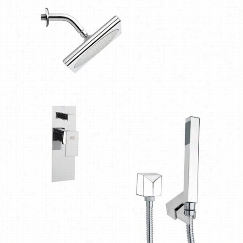 Remer From Nameek's Sfh6195 Orsino 9"" Square Modern Shower Faucet Set In Cchrome With Handheld Shower Ad 6-1/9""h Diverter