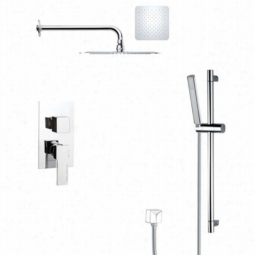 Remer By Nameek's Sfr7119 Rendino Contemporary Square Shower Faucet In Chrome With 27-1/6" "h Shower Slidebar