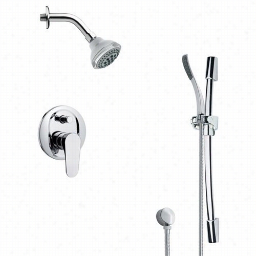 Remer By Nameek's Sfr7176 Rendino Roudn Smooth Shower Faucet In Chrome With Glide Rail And 6-1/9""w Diveerter