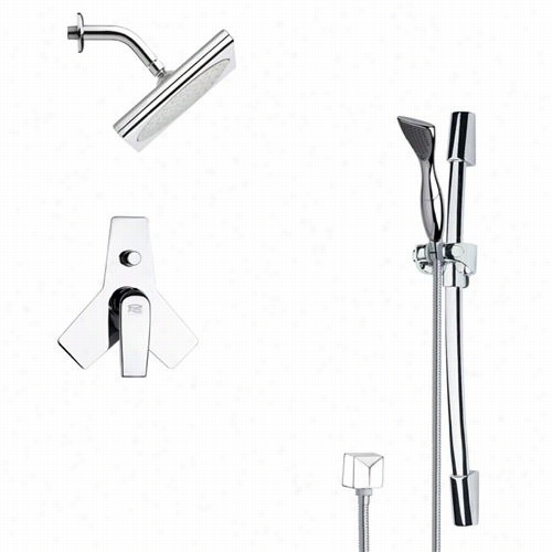Remer By Nameek's Sfr7196 Rendino Chrome Square Shower Faucet Set In Cchrome With 6-1/9""w Diverter