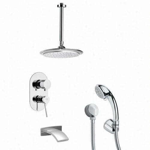 Remer By Nameek's Tsh4012 Tyga Modern Tub And Showr Faucet In Chrome With Multi Function Hand Shower
