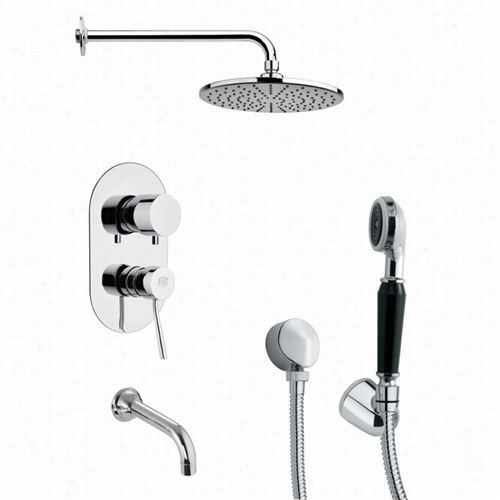Remer By Naamek's Tsh4155 Tyga Round Conteemporary Tub And Shower Faucet In Chrome With Hand Shower And 1-1/6""w Handheld Shower