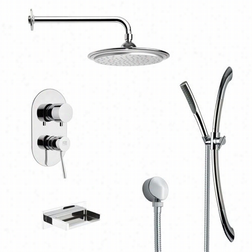 Remer By Nameek's Tsr9043 Galiao Modern Rain  Shower System In Chrome With 8-1/3""w Tub Spout