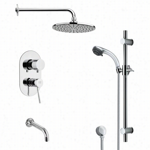 Remer By Nameek's Tsr9516 Galia No Round Tu B And Rain Showrr Faucet In Chrome With Hnadheld Shower And 2-3/4""w Handheld
